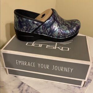 Dansko Purple and Blue Patterned Clog Mule